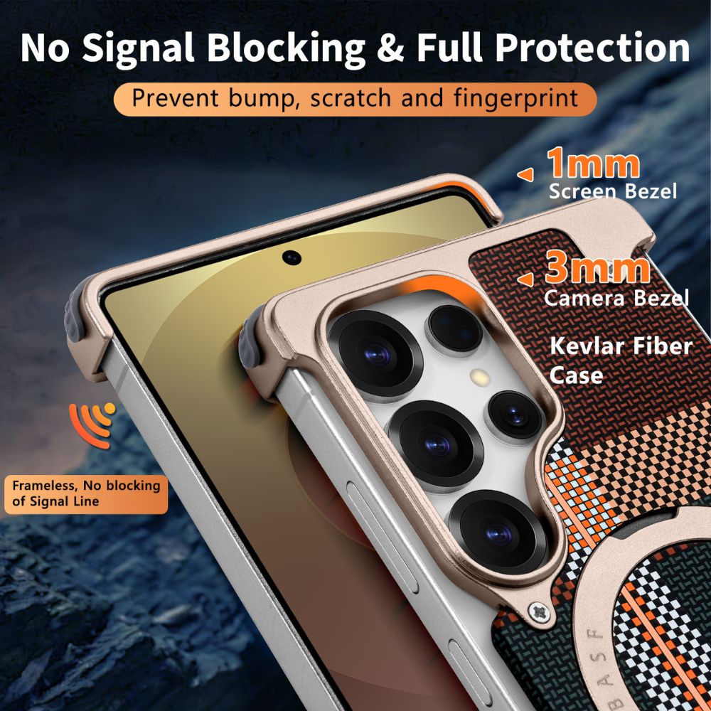 Real Aramid Fiber Cases With Magsafe Rotating Kickstand For Samsung