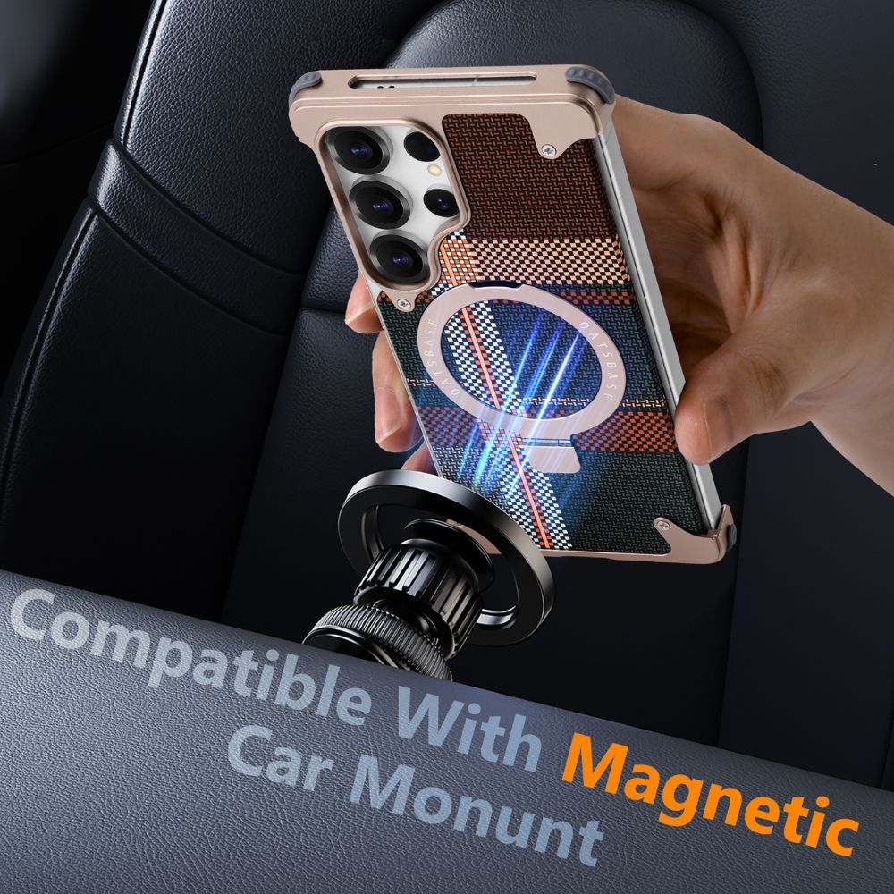 Real Aramid Fiber Cases With Magsafe Rotating Kickstand For Samsung