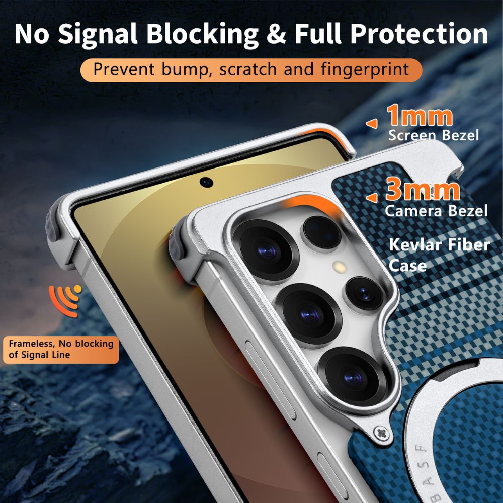 Real Aramid Fiber Cases With Magsafe Rotating Kickstand For Samsung